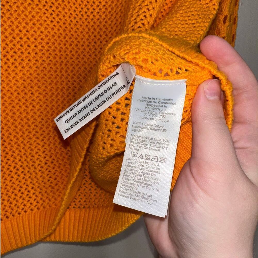 J.Crew Crochet Crewneck Beach Pullover Sweater Bright Orange Size Small - Picture 6 of 9